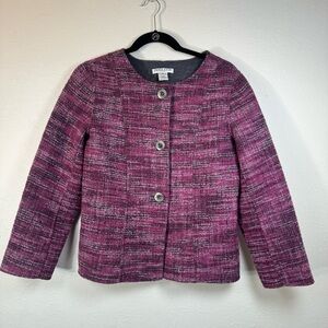 Pendleton Wool Tweed Blazer Magenta Pink/Purple Petite Small Jacket Winter